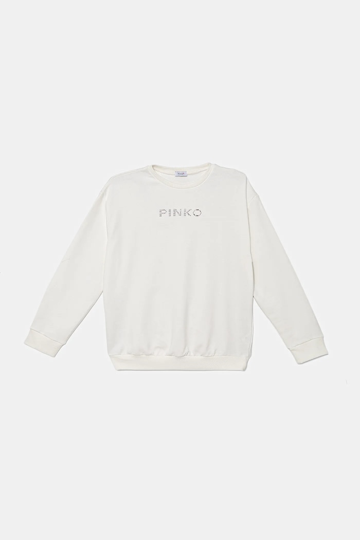 Pinko hanorac de bumbac pentru copii uni alb KFFE011.C.FE014