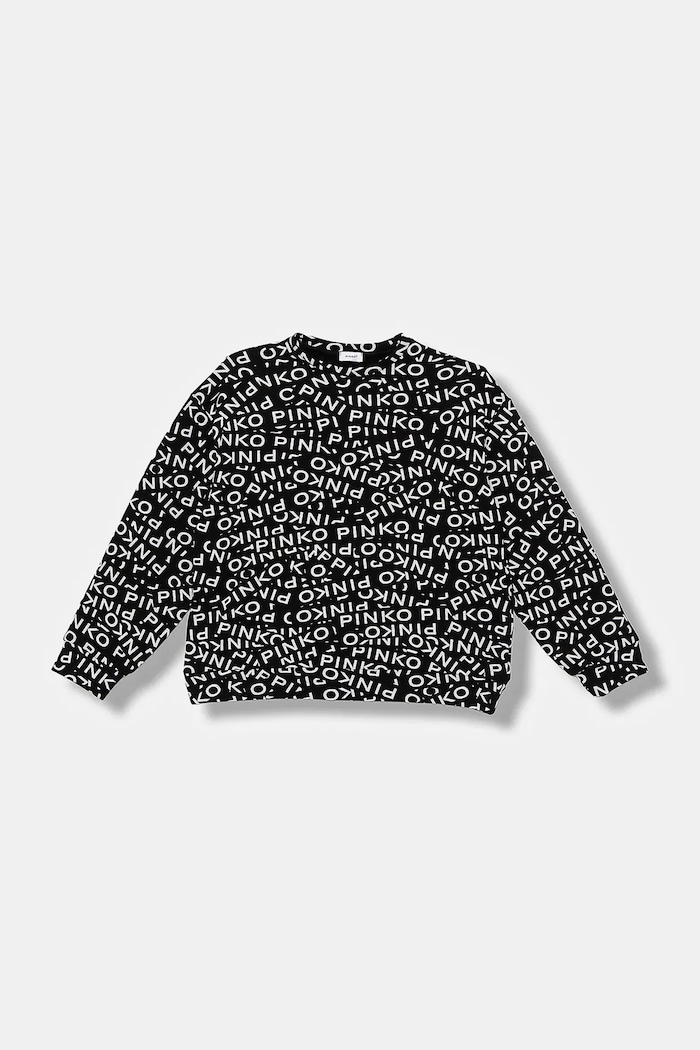 Pinko bluza bawełniana dziecięca nadruk czarny KFFE017.C.FE014