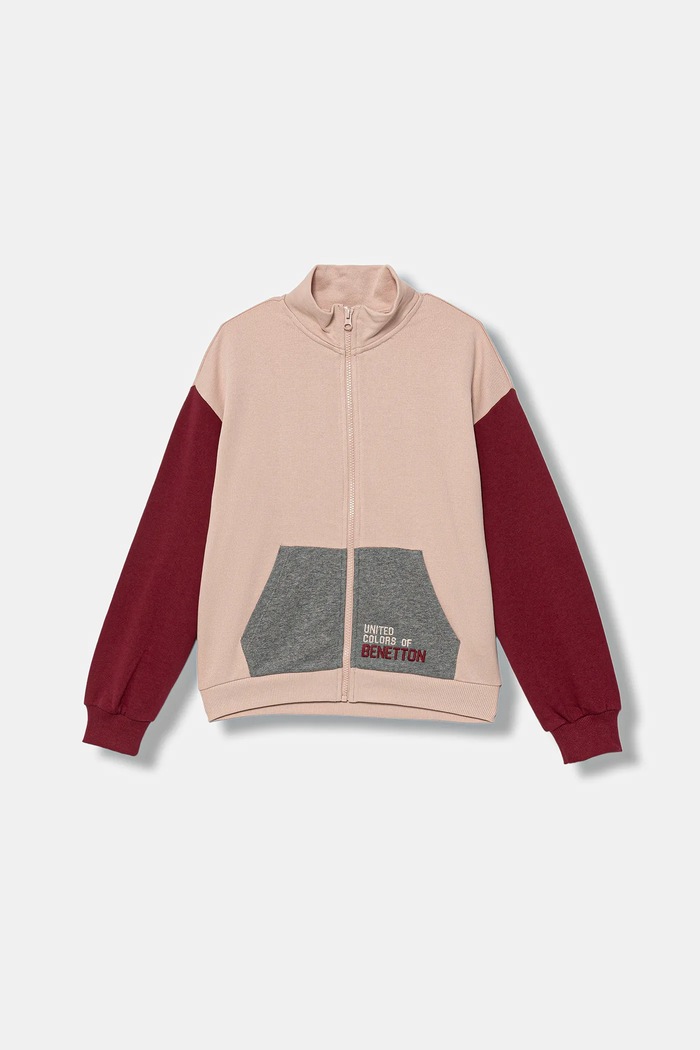 United Colors of Benetton hanorac de bumbac pentru copii imprimeu roz 3J68C505D.G.seasonal