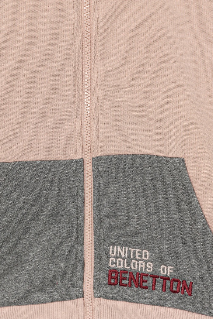 Fete United Colors of Benetton hanorac de bumbac pentru copii 3J68C505D.G.seasonal roz
