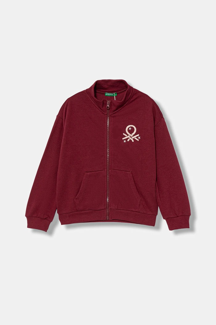 United Colors of Benetton hanorac de bumbac pentru copii imprimeu burgundia 3J68C505D.G.seasonal