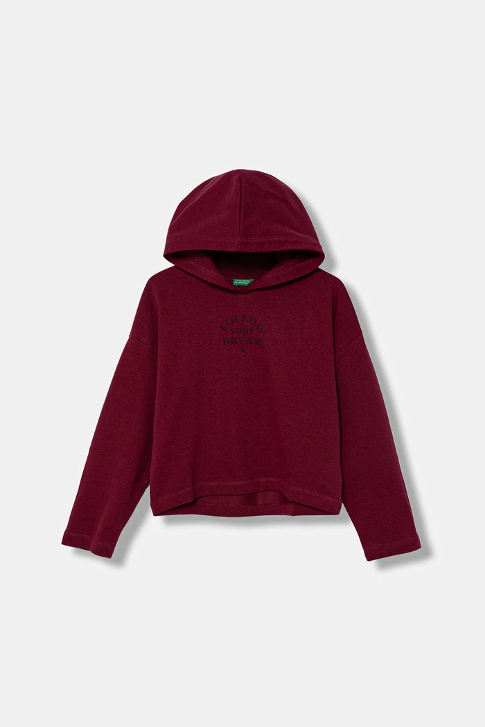 United Colors of Benetton hanorac de bumbac pentru copii print burgundia 3NBMC2053.G.seasonal
