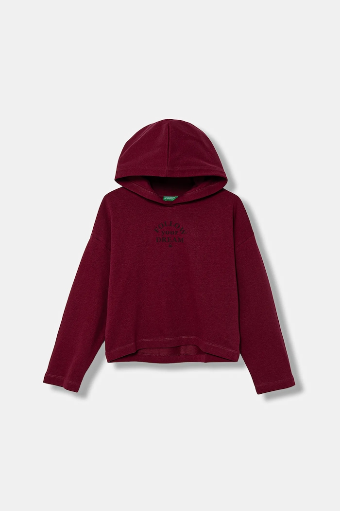 United Colors of Benetton hanorac de bumbac pentru copii print burgundia 3NBMC2053.G.seasonal