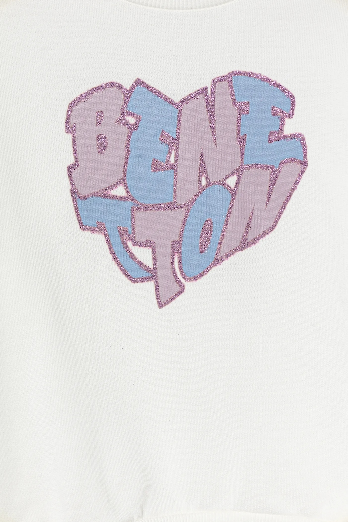 Fete United Colors of Benetton hanorac de bumbac pentru copii 3J68C10Q0.G.seasonal alb