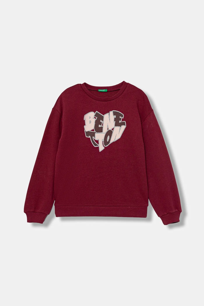 Detská bavlnená mikina United Colors of Benetton potlač burgundské 3J68C10Q0.G.seasonal