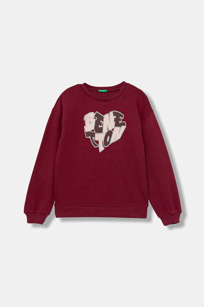 Detská bavlnená mikina United Colors of Benetton potlač burgundské 3J68C10Q0.G.seasonal