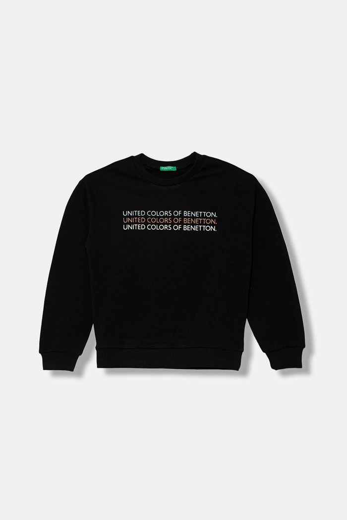 United Colors of Benetton bluza bawełniana dziecięca nadruk czarny 3J68C10Q0.G.seasonal