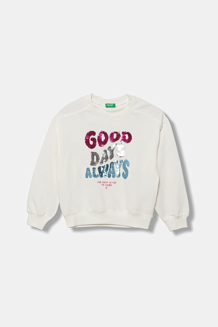 United Colors of Benetton bluza bawełniana dziecięca aplikacja biały 3J68C10QI.G.seasonal