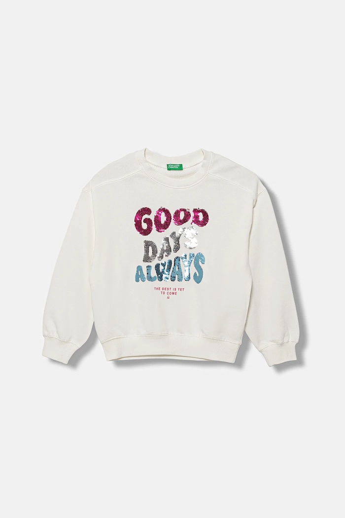 United Colors of Benetton bluza bawełniana dziecięca aplikacja biały 3J68C10QI.G.seasonal
