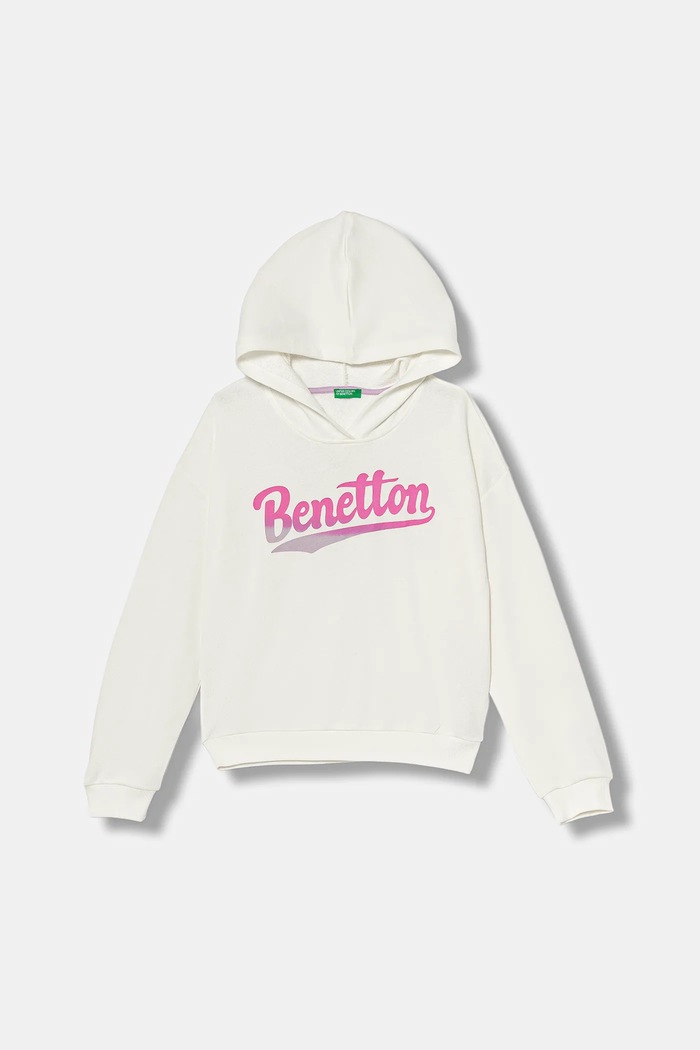 United Colors of Benetton hanorac de bumbac pentru copii print alb 3J68C204W.G.seasonal
