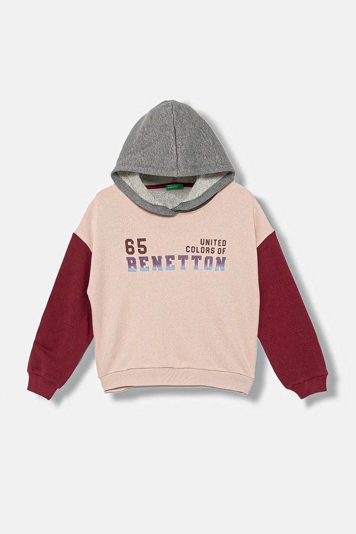 United Colors of Benetton bluza bawełniana dziecięca nadruk różowy 3J68C204W.G.seasonal
