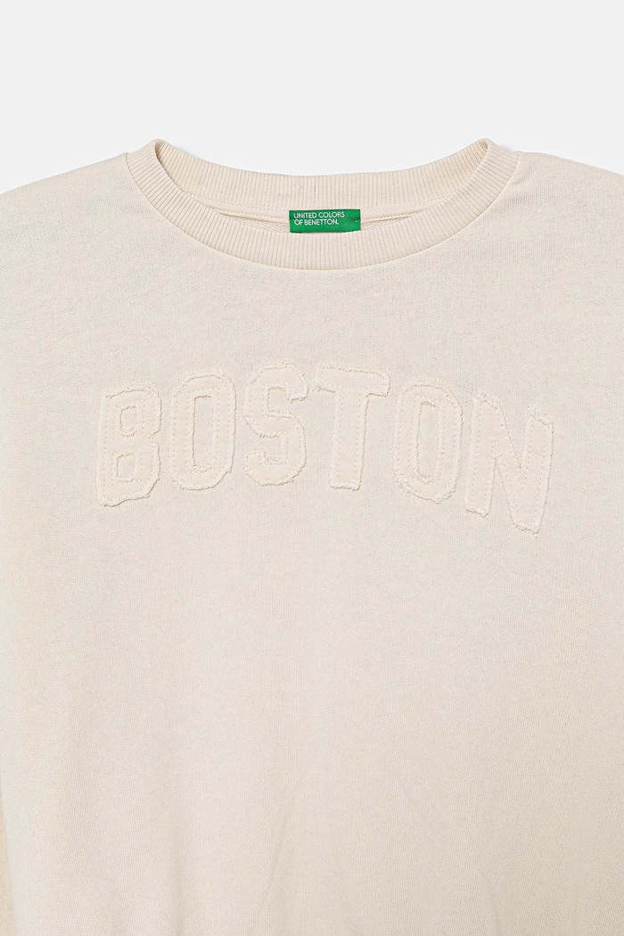 Fete United Colors of Benetton hanorac de bumbac pentru copii 33NVC10Q8.G.seasonal bej
