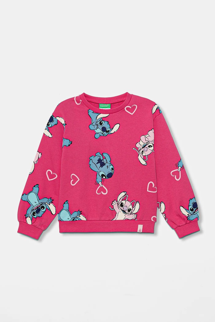 United Colors of Benetton hanorac de bumbac pentru copii print roz 3UNPG10KD.P.seasonal