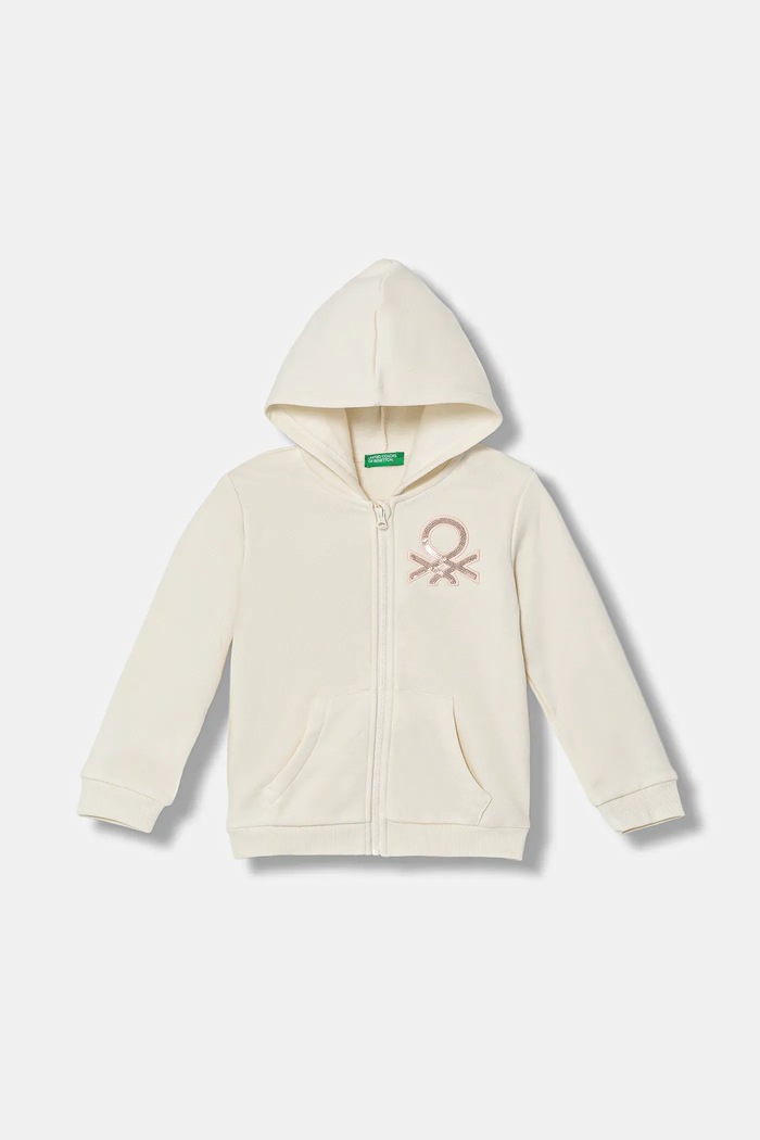 Παιδική μπλούζα United Colors of Benetton με κουκούλα μπεζ 39M2G5045.P.Seasonal