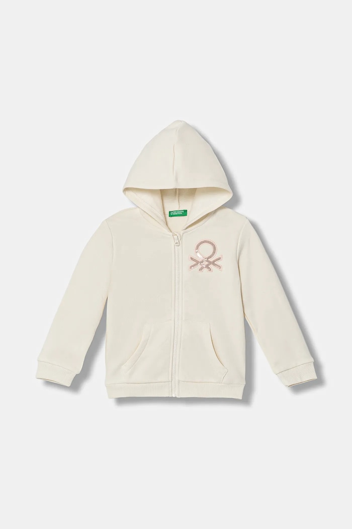 Παιδική μπλούζα United Colors of Benetton με κουκούλα μπεζ 39M2G5045.P.Seasonal