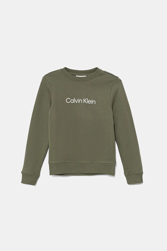 Calvin Klein Jeans bluza bawełniana dziecięca IU0IU00680.9BYA zielony AW25