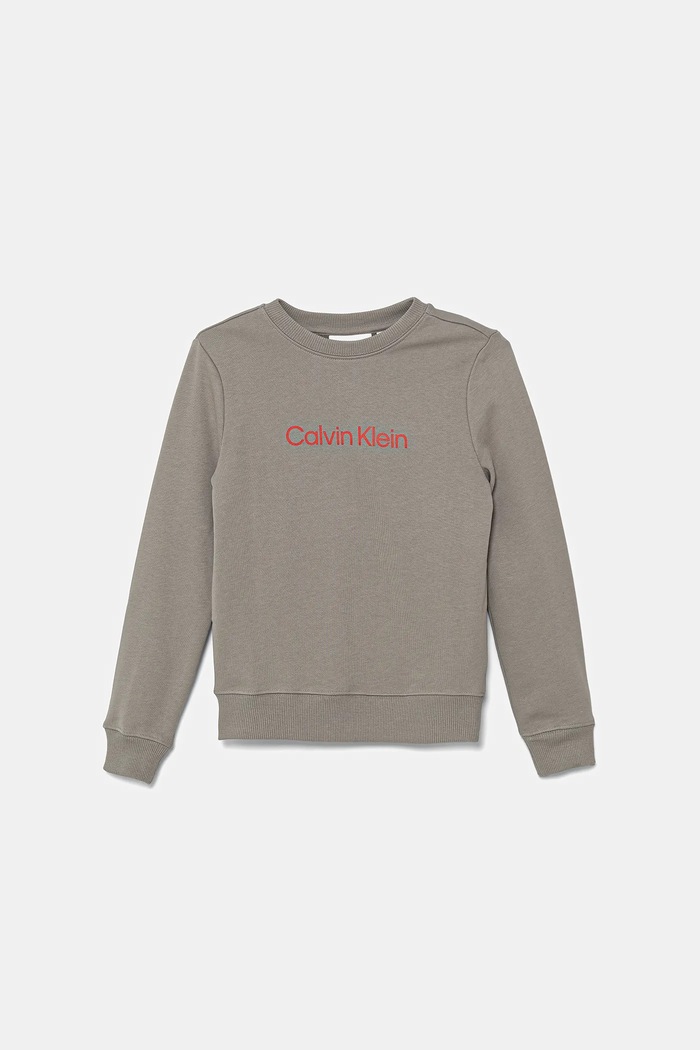 Dětská bavlněná mikina Calvin Klein Jeans potisk šedá IU0IU00680.9BYA