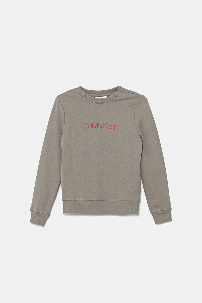 Dětská bavlněná mikina Calvin Klein Jeans potisk šedá IU0IU00680.9BYA