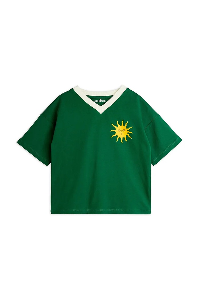 Παιδική βαμβακερή μπλούζα Mini Rodini Sun 2562010975 πράσινο AW25