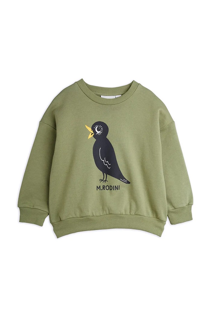 Παιδική βαμβακερή μπλούζα Mini Rodini Blackbird 2562013675 πράσινο AW25