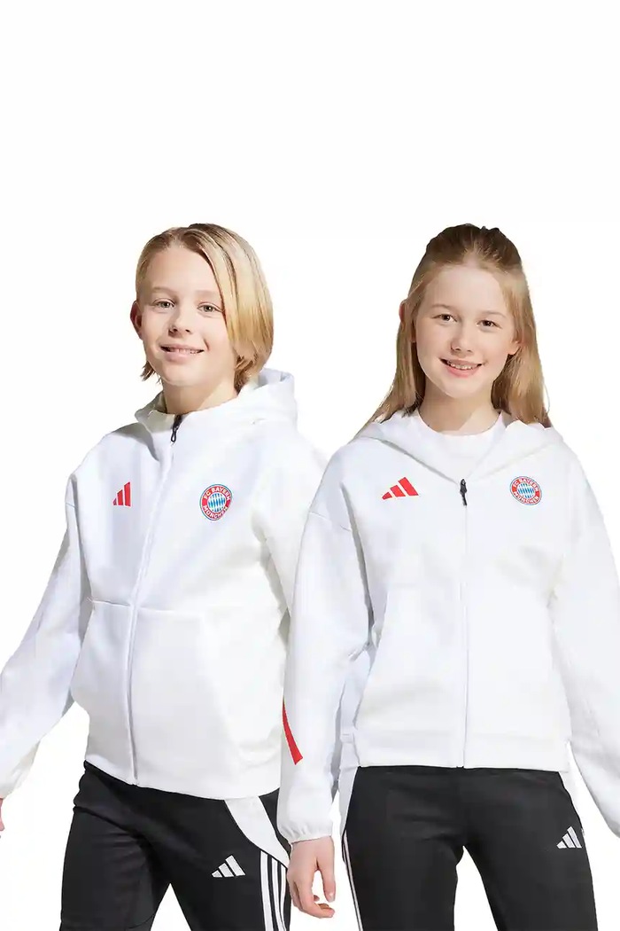 adidas Performance bluza dziecięca FC Bayern Munich z kapturem biały JM9437