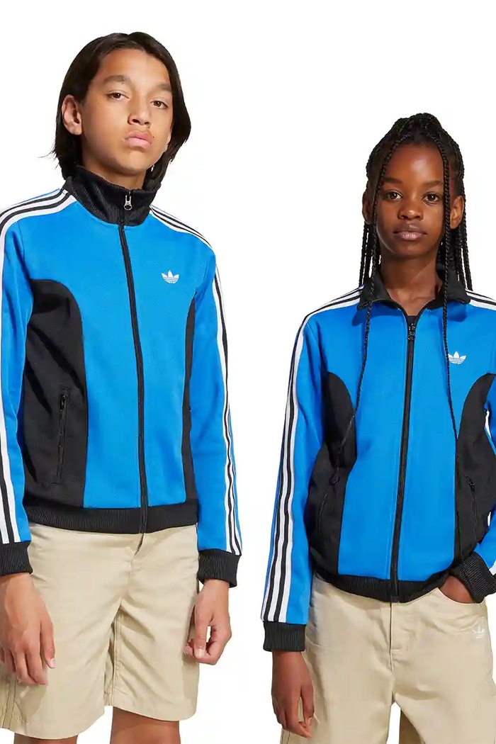Detská mikina adidas Originals bez kapucne modrá JV7709
