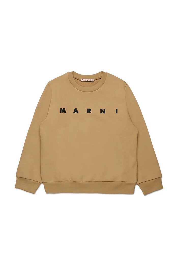 Παιδική βαμβακερή μπλούζα Marni MS340U SWEAT-SHIRT χωρίς κουκούλα μπεζ M01612