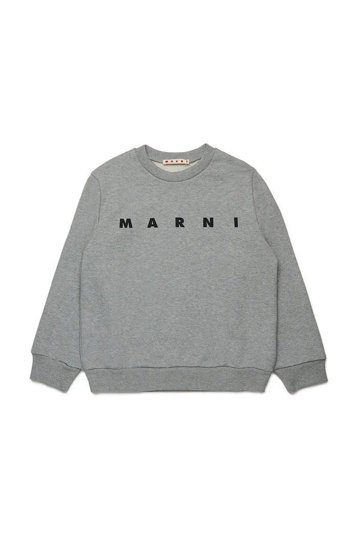 Marni bluza bawełniana dziecięca MS340U SWEAT-SHIRT nadruk szary M01612