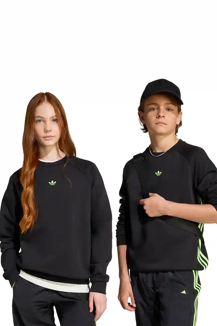 Detská mikina adidas Originals bez kapucne čierna JV7795