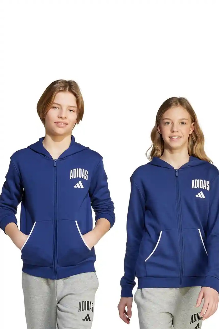 Detská mikina adidas s kapucňou tmavomodrá JW2390