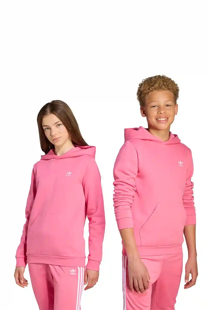 Dječja dukserica adidas Originals s kapuljačom roza JX2740