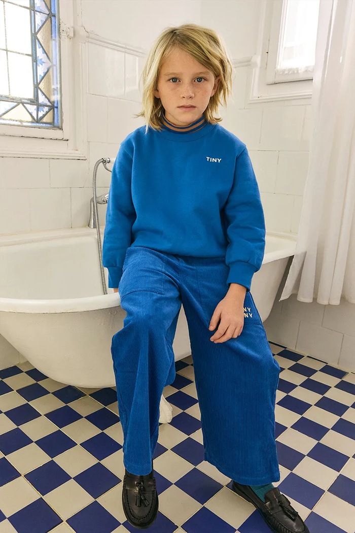 Otroški pulover Tinycottons TINY SWEATSHIRT Brez kapuce modra AW25.009