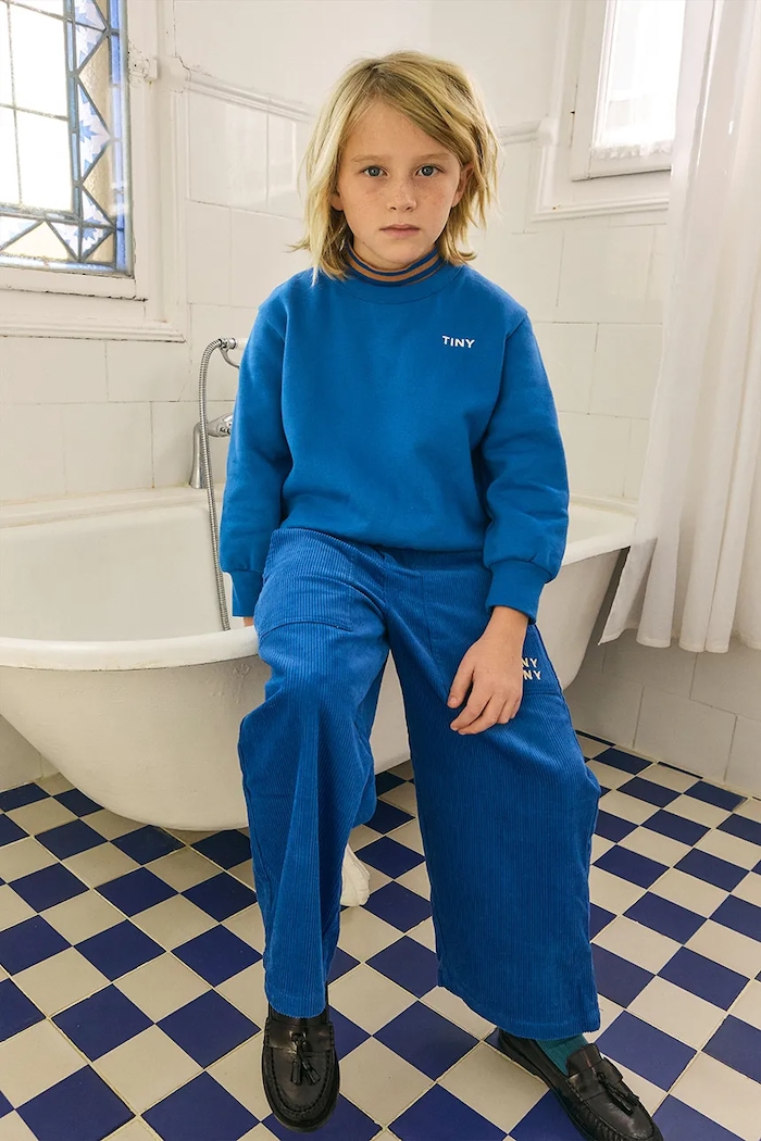 Otroški pulover Tinycottons TINY SWEATSHIRT Brez kapuce modra AW25.009