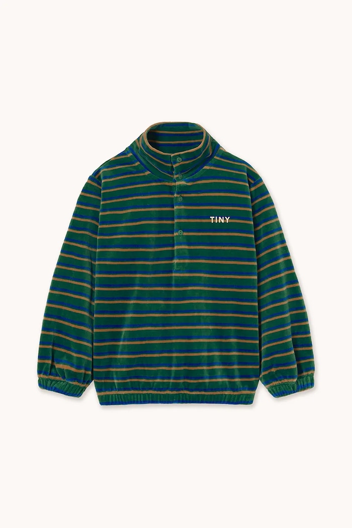 Otroški pulover Tinycottons DUO STRIPES MOCKNECK SWEATSHIRT AW25.251 turkizna AW25