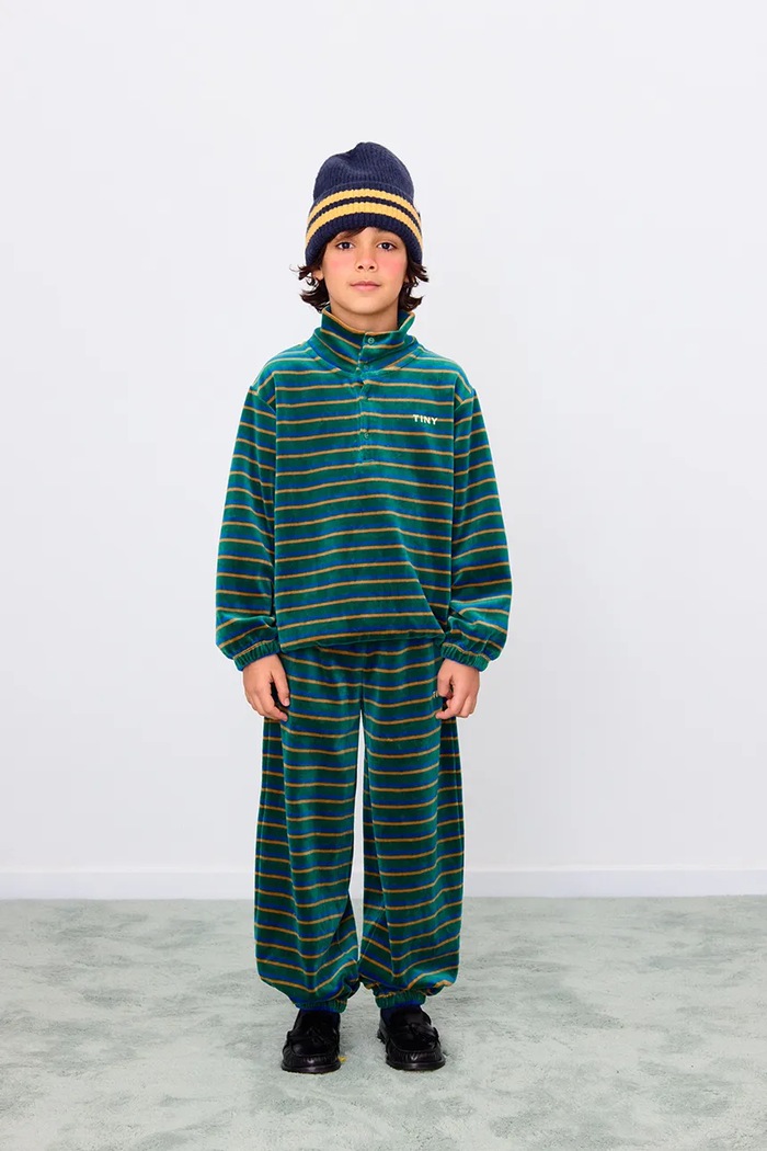 Otroški pulover Tinycottons DUO STRIPES MOCKNECK SWEATSHIRT turkizna AW25.251