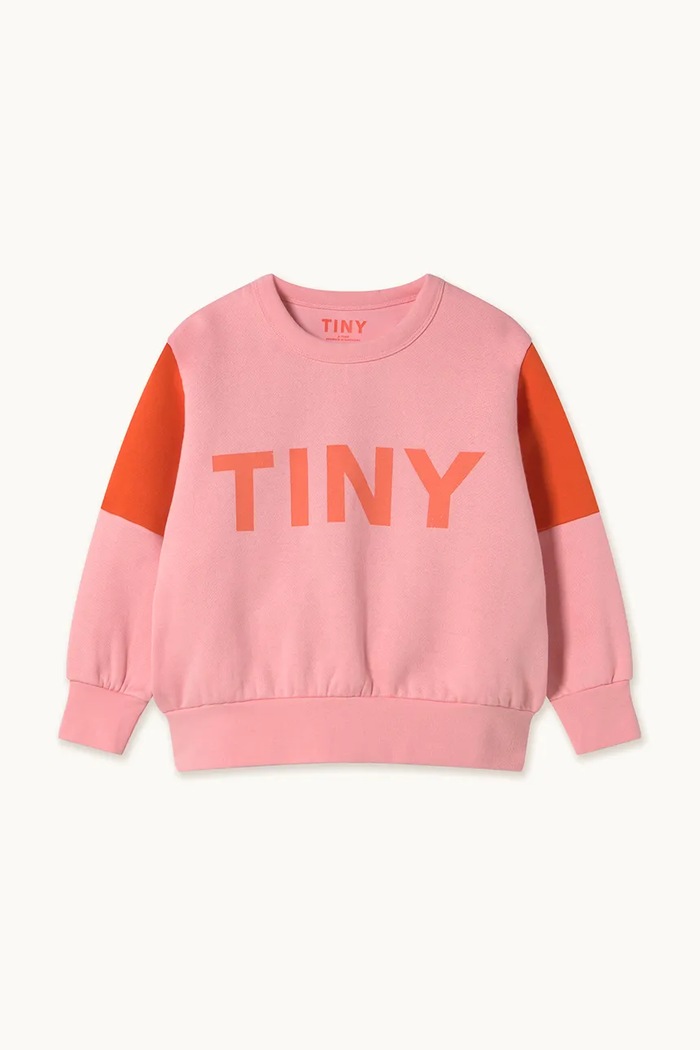 Otroški bombažen pulover Tinycottons TINY COLOR BLOCK SWEATSHIRT AW25.274 roza AW25