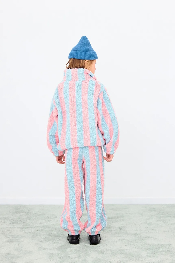 Tinycottons bluză copii STRIPES SHERPA SWEATSHIRT albastru AW25.372