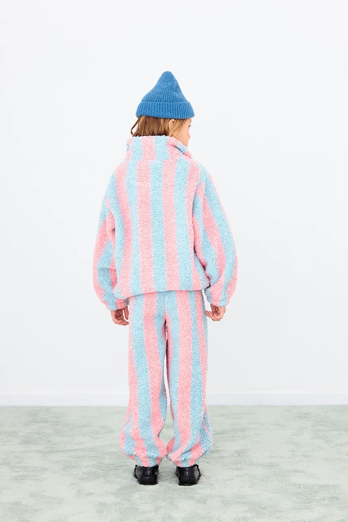 Tinycottons bluză copii STRIPES SHERPA SWEATSHIRT albastru AW25.372