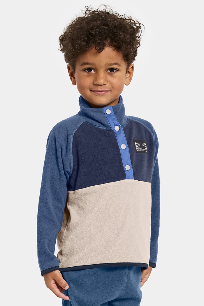 Mikina Didriksons MONTE KIDS HALF BU 4 bez kapucne modrá 505590.9BYA