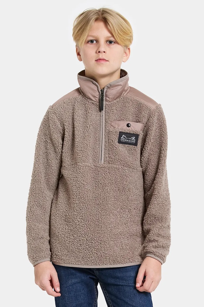Μπλούζα Didriksons EXA KIDS HALF Z χωρίς κουκούλα καφέ 505638.9BYA