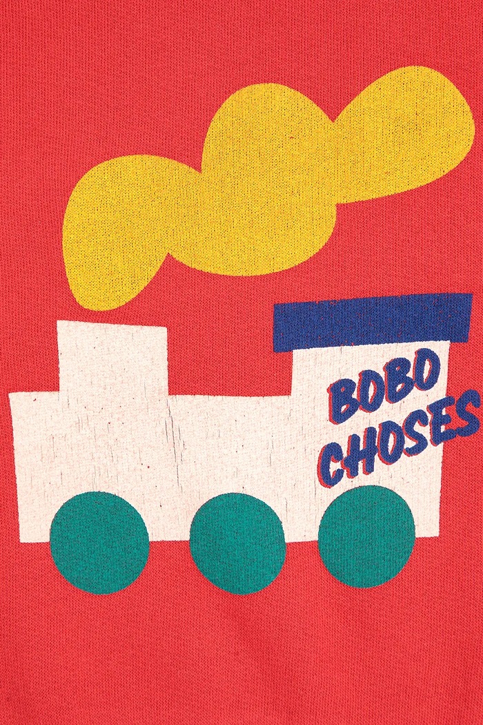 Băieți Bobo Choses Hanorac de bumbac pentru bebeluși Choo Choo 225AB046 rosu