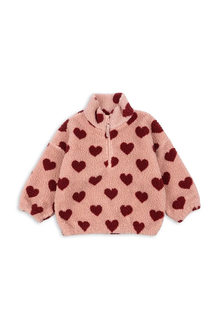 Konges Sløjd hanorac din polar copii JODY TEDDY HALF ZIP GRS cu modele roz KS104067.9BYA
