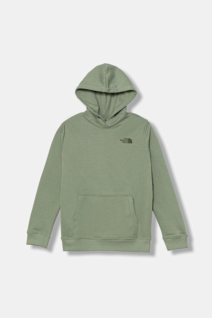 Παιδική μπλούζα The North Face TEEN BOX NSE REGULAR HOODIE με κουκούλα πράσινο NF0A89H9DI21
