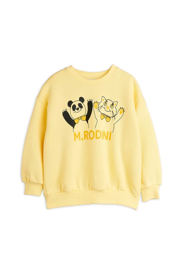 Detská bavlnená mikina Mini Rodini Panda & cat 25720136 žltá AW25