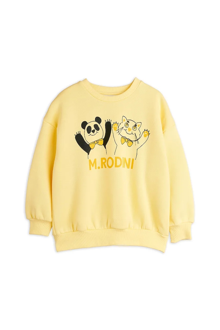 Detská bavlnená mikina Mini Rodini Panda & cat 25720136 žltá AW25