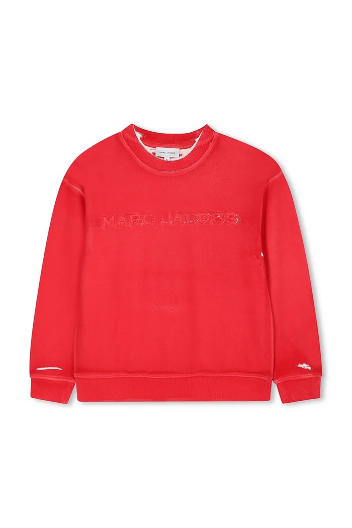 Dětská bavlněná mikina Marc Jacobs bez kapuce červená W60653.114.150