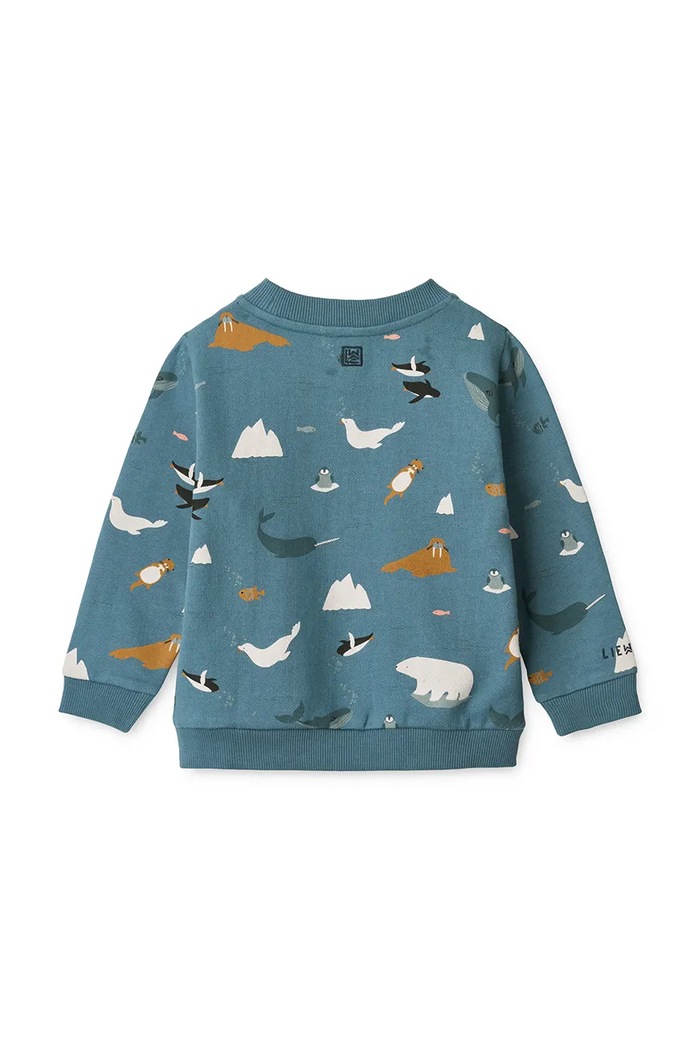 Liewood hanorac de bumbac pentru copii Thora Printed Sweatshirt LW20357.9BYA albastru AW25