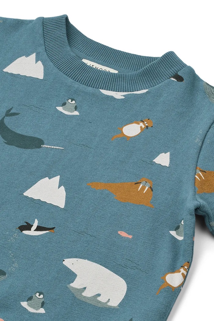 Băieți Liewood hanorac de bumbac pentru copii Thora Printed Sweatshirt LW20357.9BYA albastru