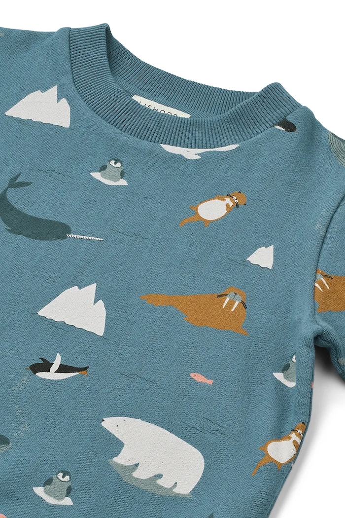 Băieți Liewood hanorac de bumbac pentru copii Thora Printed Sweatshirt LW20357.9BYA albastru