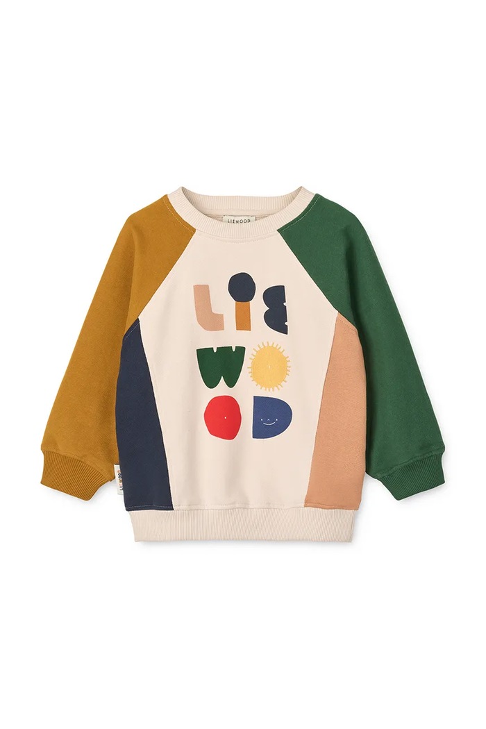 Liewood Bluza bawełniana dziecięca Aude Placement Sweatshirt LW20358.9BYA beżowy AW25